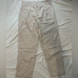 Yellow/Brown Gingham Print Staight Leg Pants